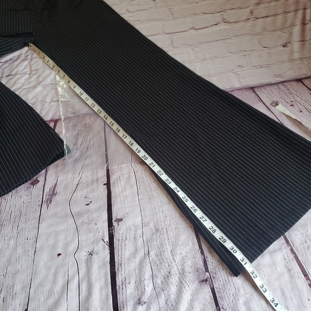Betabrand Black Pinstripe Flare Yoga Pants Pull-on Stretchy Preppy Mid-rise Med - Picture 11 of 11